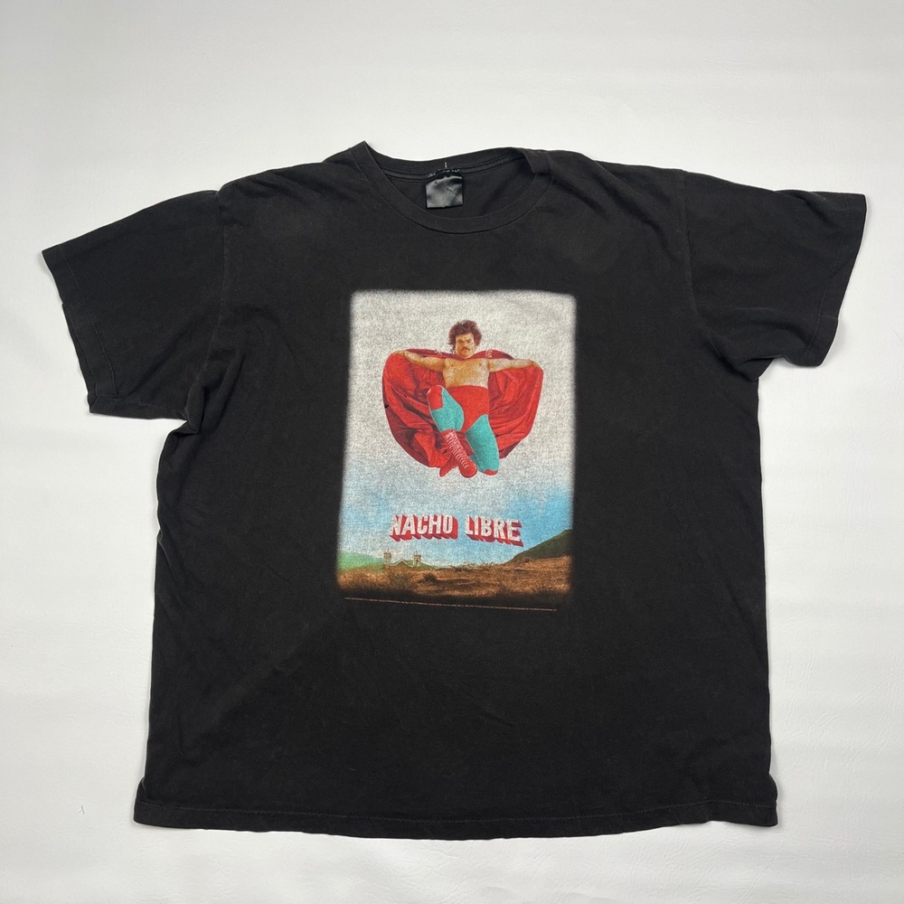 Nacho Libre Movie Promo Graphic T-Shirt Mens XL/2XL Black Vintage Jack Black